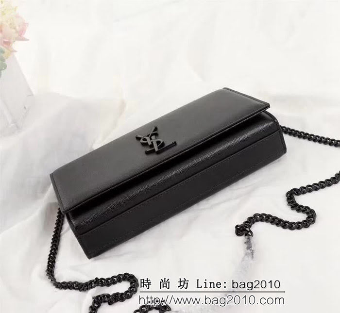 YSL聖羅蘭 原版魚子醬牛皮 翻蓋式 金色鏈條包 26702 YAS1344
